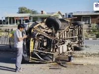 Churu News : 108 एम्बुलेंस पलटी, हार्ट मरीज बाल-बाल बचा