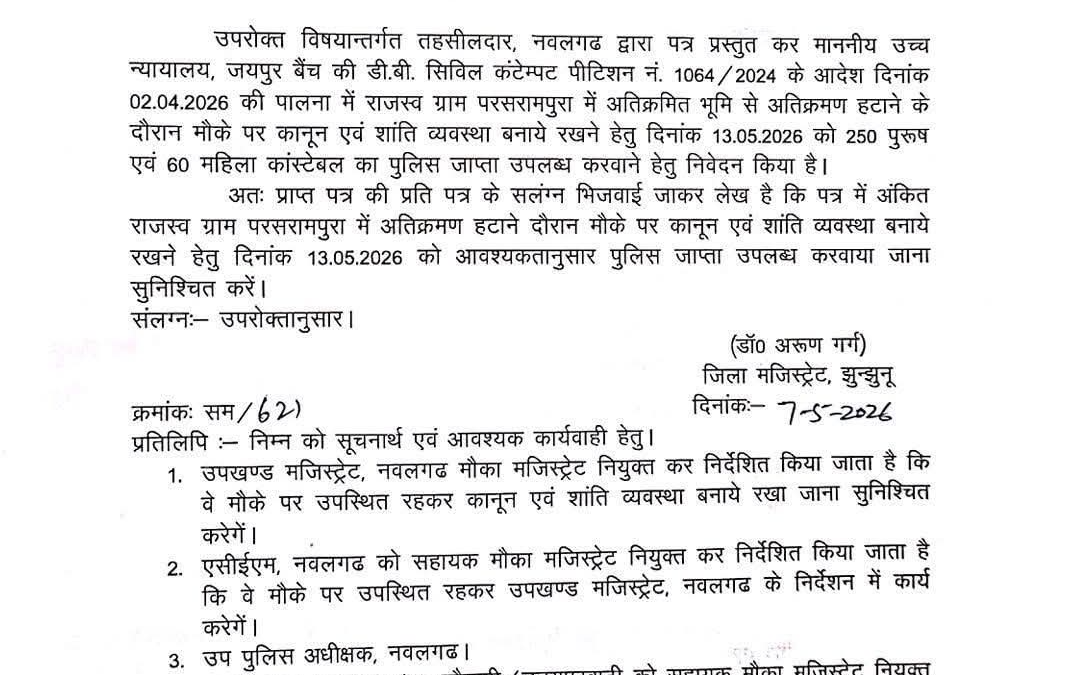 Jhunjhunu News : परसरामपुरा स्टेडियम अतिक्रमण हटाने की नई तारीख तय